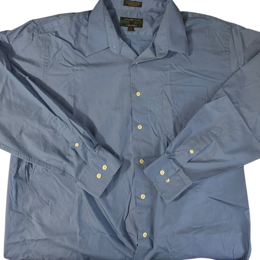 Alexander Julian Colours Blue Button Up Dress Shirt Extra Large XL